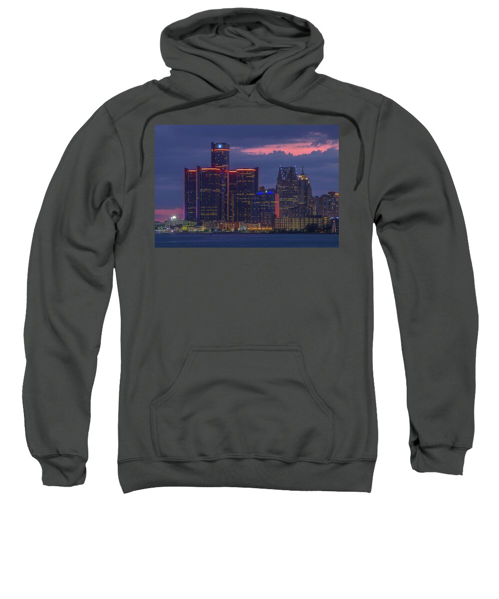 Detroit Sweatshirt featuring the photograph Detroit skyline at dusk... by Jay Smith