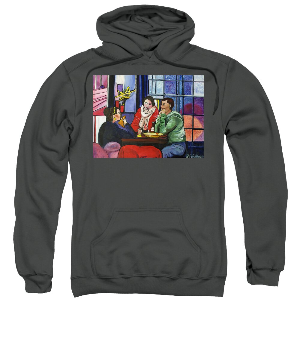 People Sweatshirt featuring the painting Dinner in Dam by Patricia Arroyo