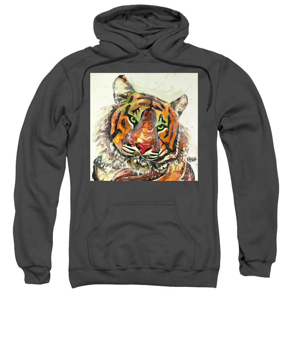 Tiger Sweatshirt featuring the painting Do Your Work by Kasha Ritter