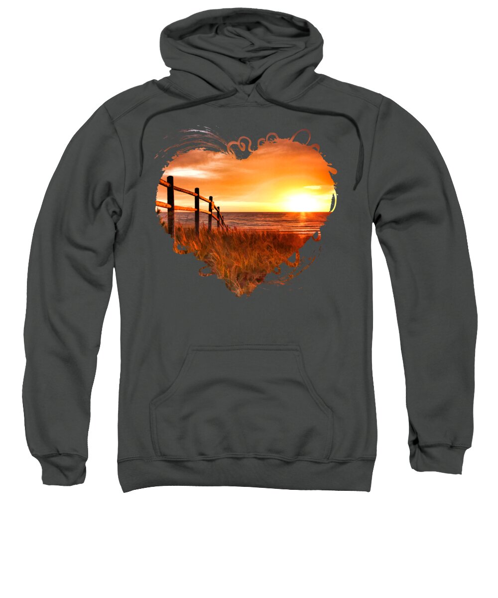 Door County Sweatshirt featuring the painting Door County Europe Bay Fence Sunrise by Christopher Arndt