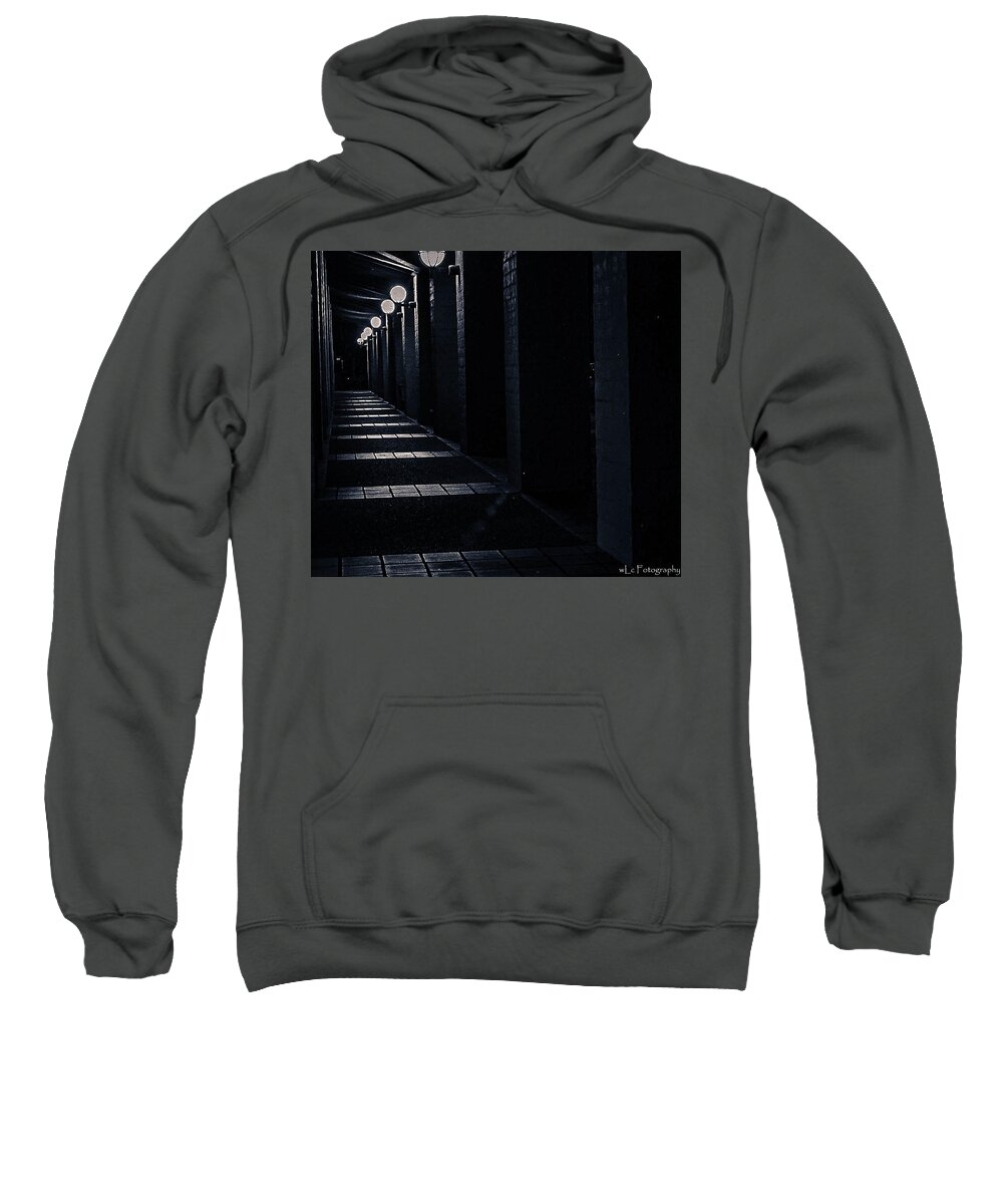 Black & White Sweatshirt featuring the photograph Down the Walkway by Wendy Carrington