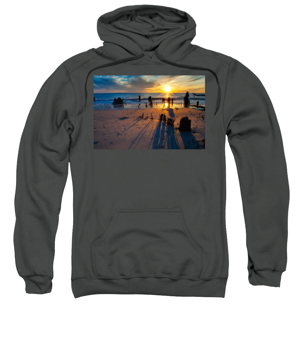 Sun Sweatshirt featuring the photograph Dramatic Beach Sunset by Richard Leighton