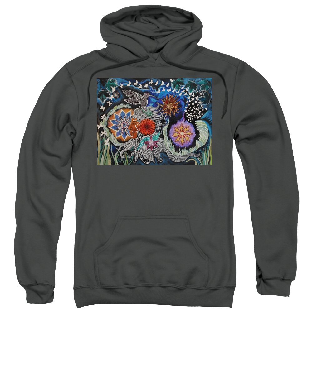 Spirit Guide Sweatshirt featuring the painting Dream of the Spirit Guide by Patricia Arroyo