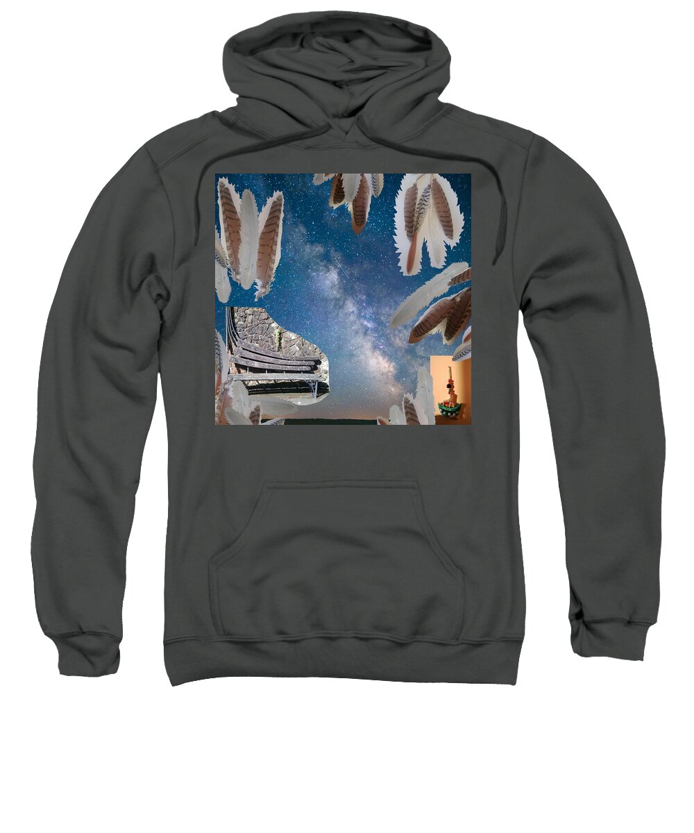 Dreaming Sweatshirt featuring the mixed media Dreaming Bench by Julia Woodman