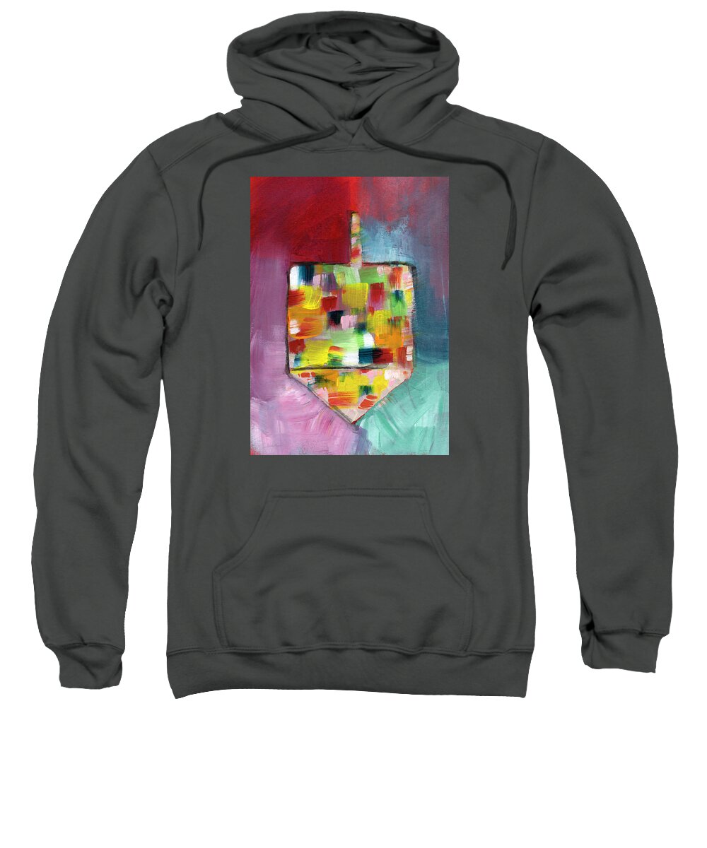 Dreidel Sweatshirt featuring the painting Dreidel Of Many Colors- Art by Linda Woods by Linda Woods