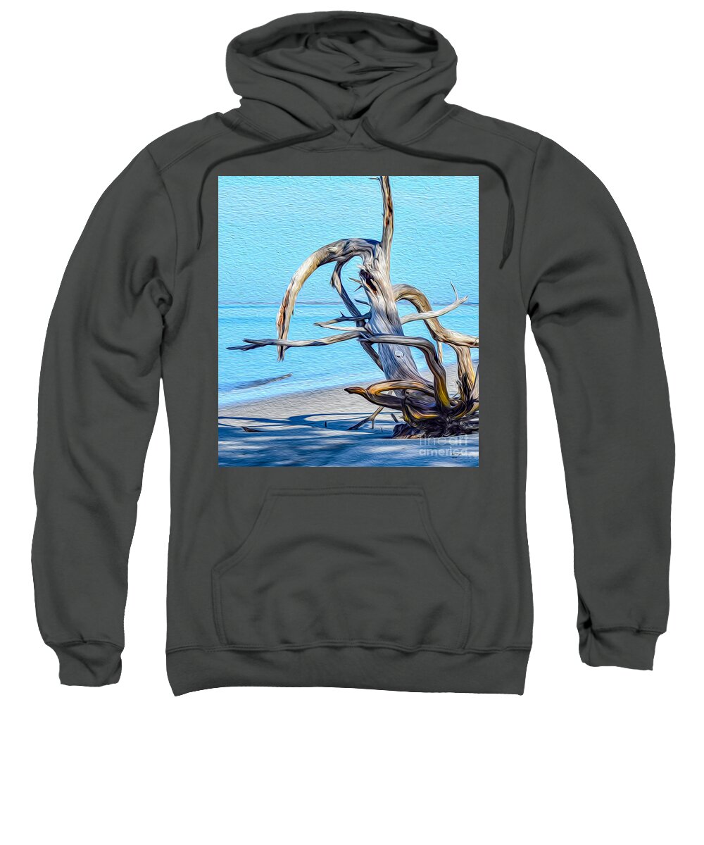 Art Sweatshirt featuring the painting Driftwood on Jekyll by DB Hayes