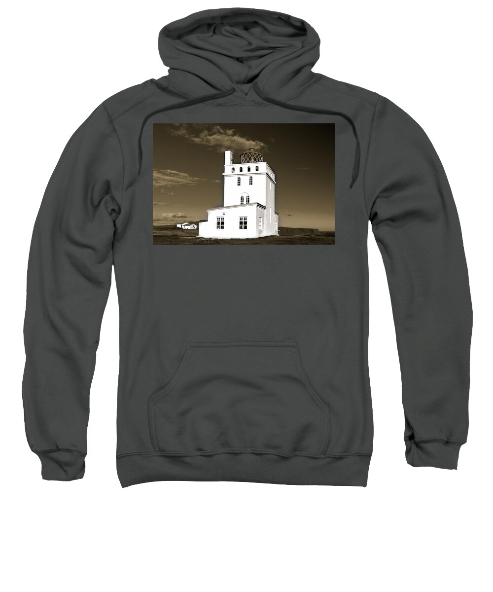 Dyrholaey Island Sweatshirt featuring the photograph Dryholaey Lighthouse #2 - Iceland by Stuart Litoff