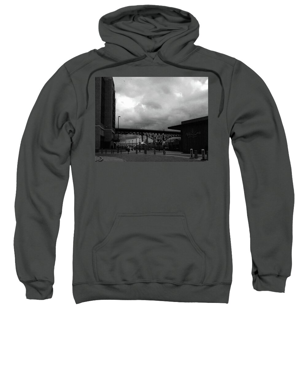 Cleveland Ohio East Bank Of The Flats Sweatshirt featuring the photograph Dusk by Anitra Handley-Boyt