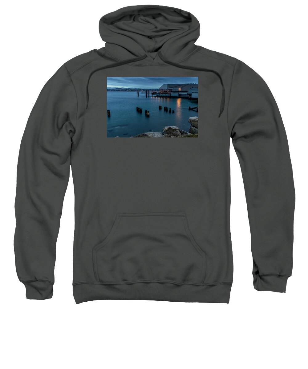 Rob Green Sweatshirt featuring the photograph Dusk Falls Over the Lobster Shop by Rob Green