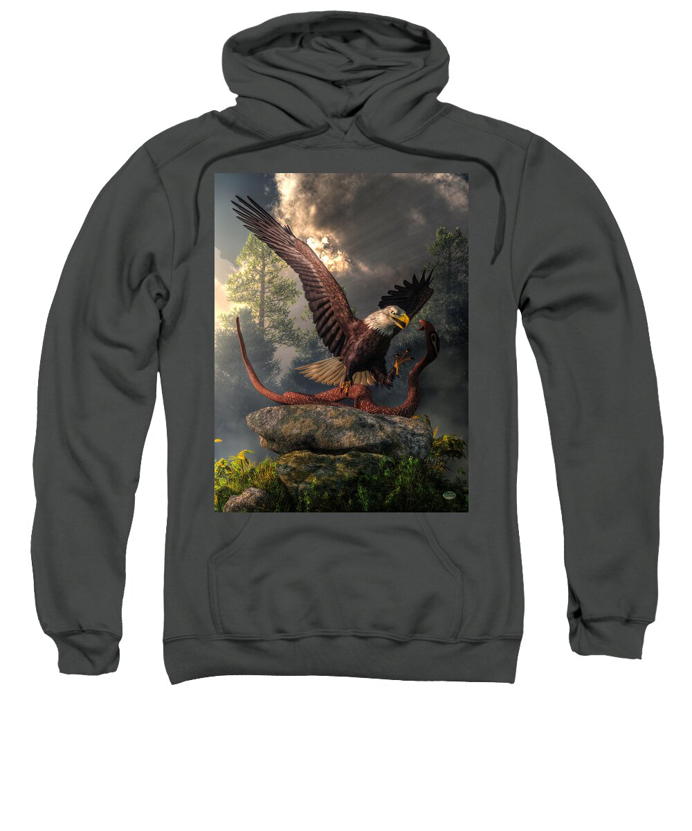  Sweatshirt featuring the digital art Eagle Vs Cobra by Daniel Eskridge