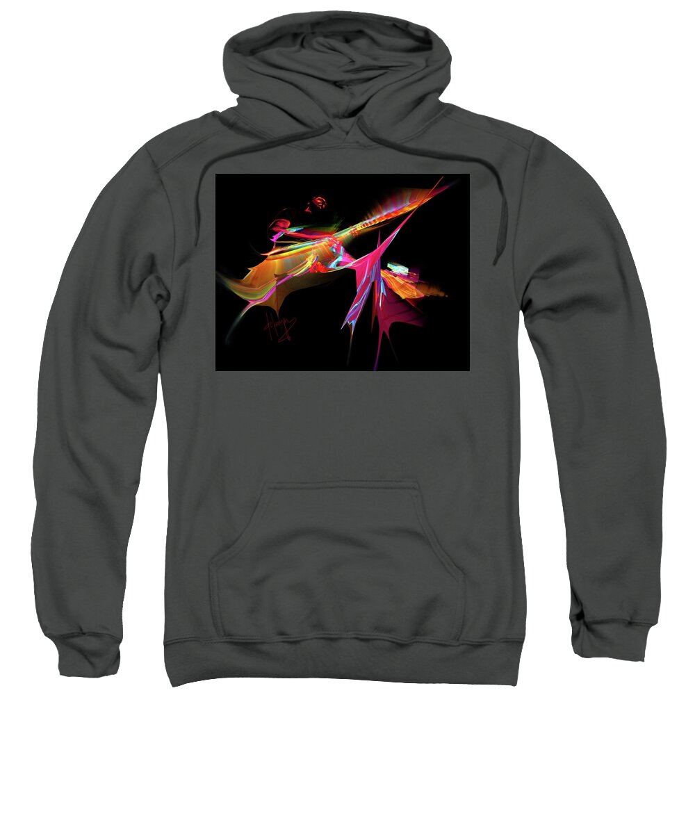 Guitar Sweatshirt featuring the painting East Of The Sun by DC Langer