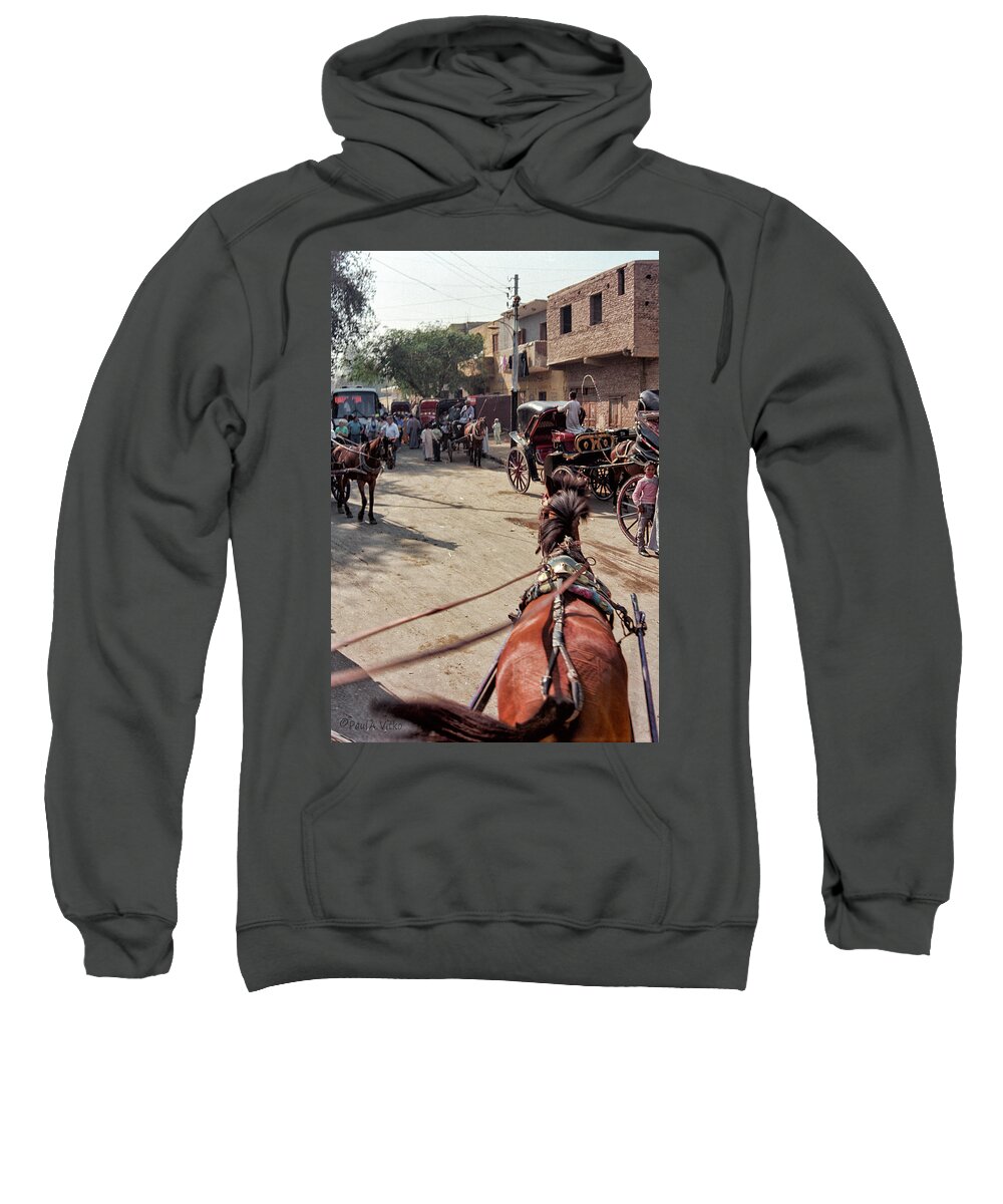 Egypt Sweatshirt featuring the photograph Egyptian street carriage view.... by Paul Vitko
