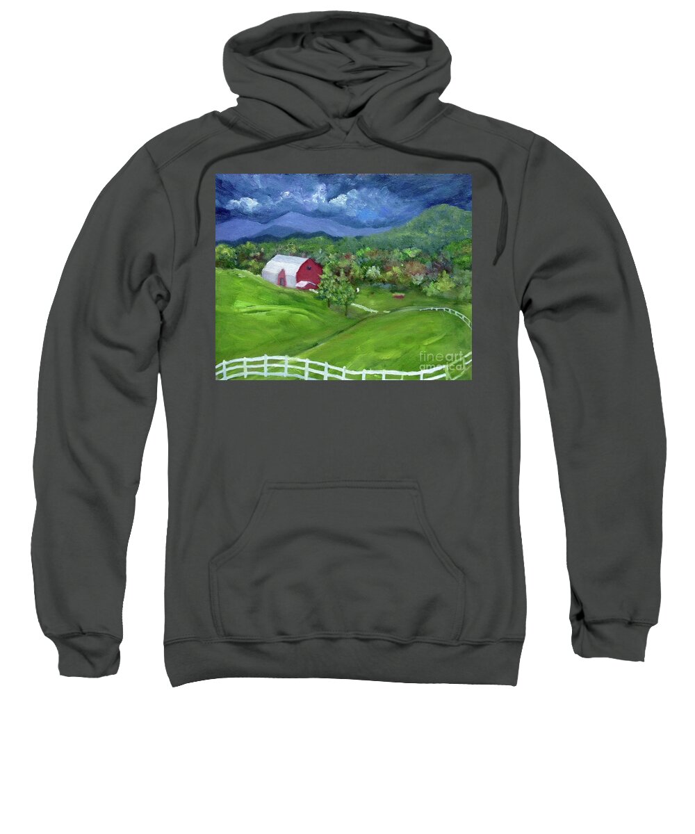 Barn Sweatshirt featuring the painting Elaida Home by Anne Marie Brown