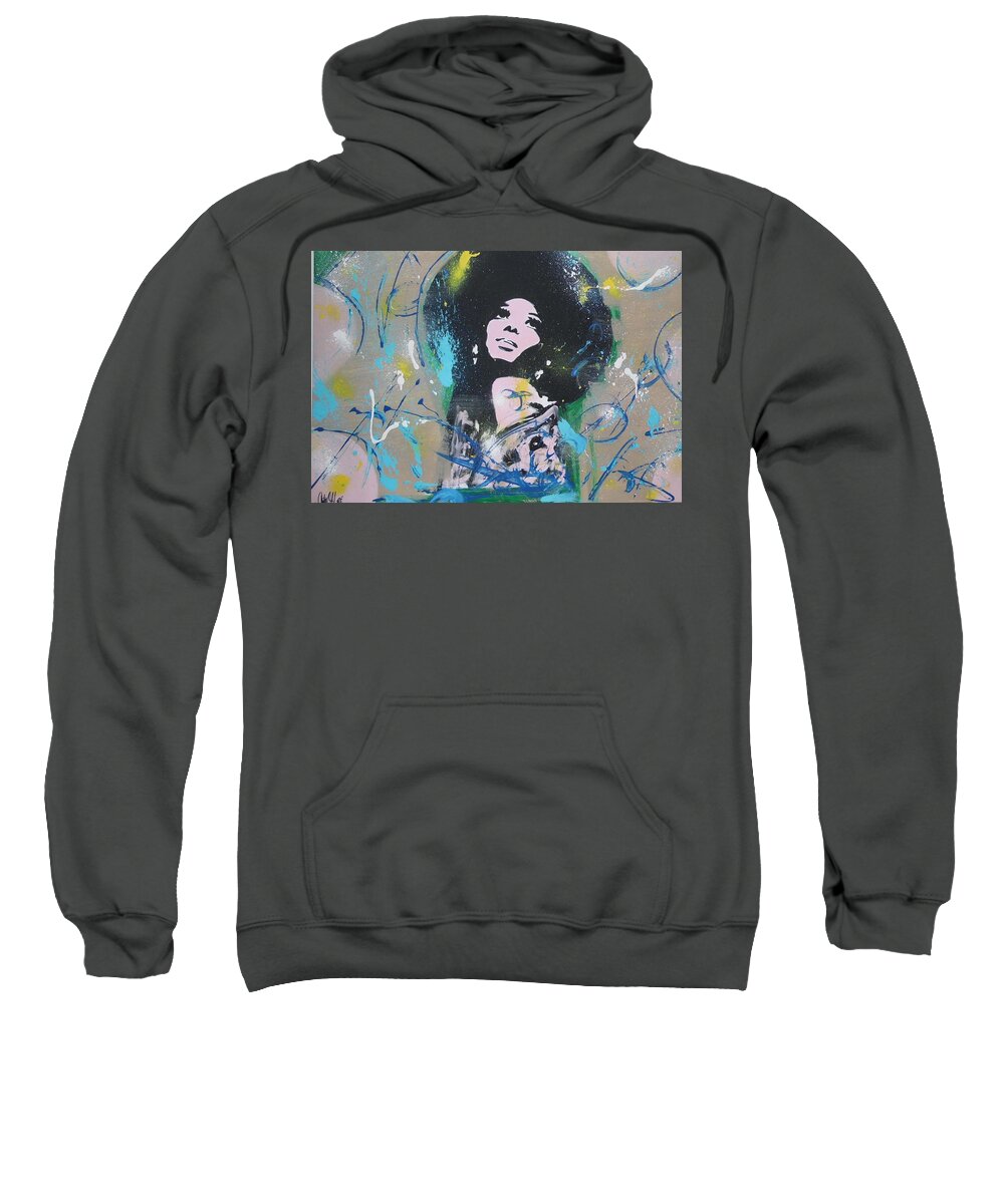 Diana Ross Sweatshirt featuring the painting Eletric Ross by Antonio Moore