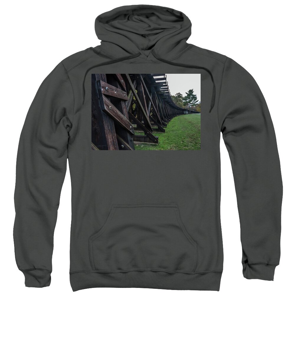 Tourist Sweatshirt featuring the photograph Harpers Ferry Elevated Railroad by Ed Clark