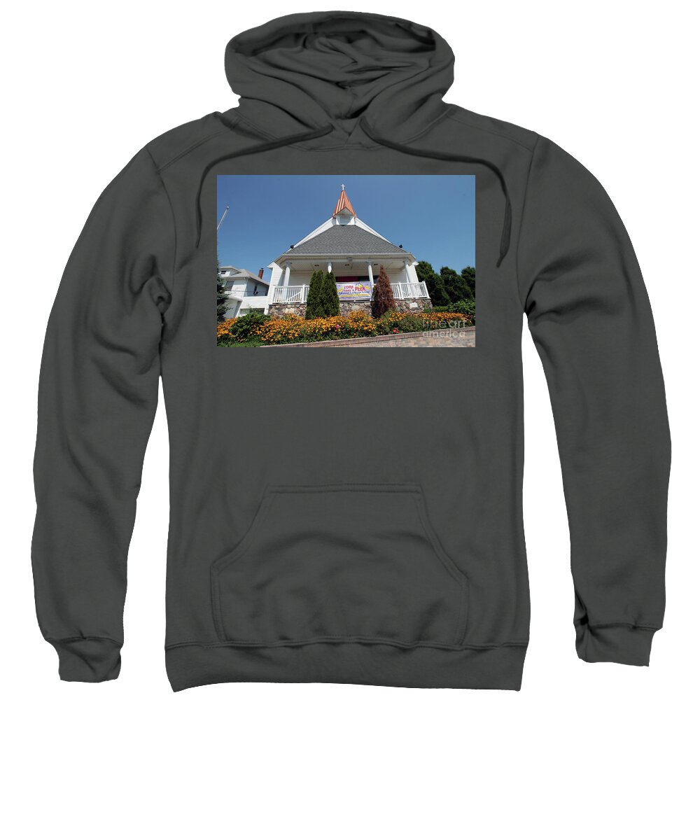 Emanuel Lutheran Church Sweatshirt featuring the photograph Emanuel Lutheran Church Patchogue NY by Steven Spak