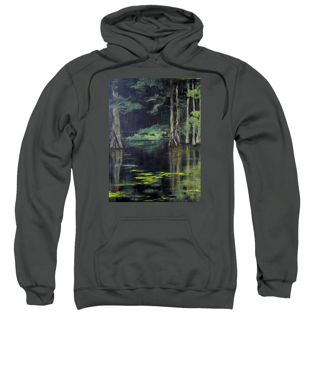 Landscape Sweatshirt featuring the painting Emerald Bayou by Barbara O'Toole