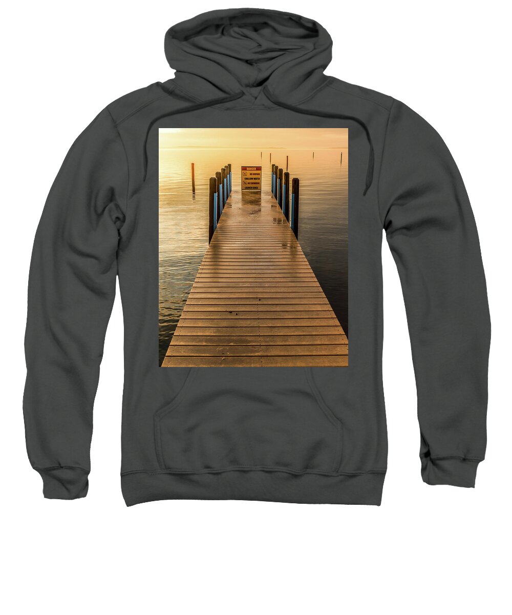 Higgins Lake Sweatshirt featuring the photograph Empty Dock by Joe Holley