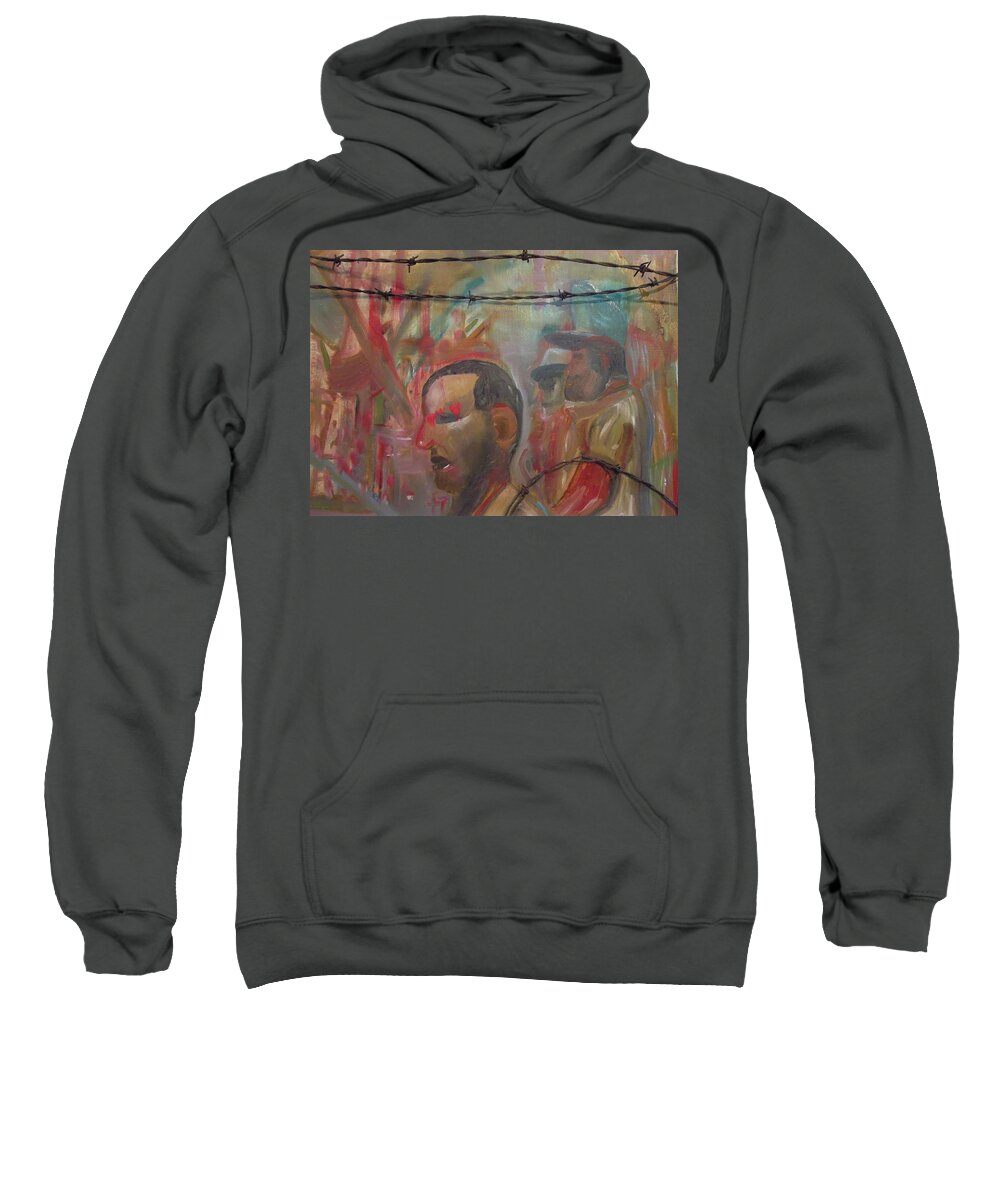 War Sweatshirt featuring the painting Endless Conflict by Susan Esbensen