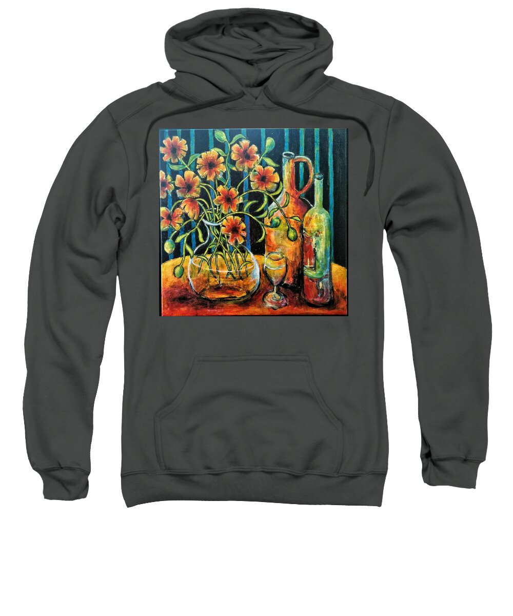 Poppy Sweatshirt featuring the painting Entwining poppies by Jeremy Holton