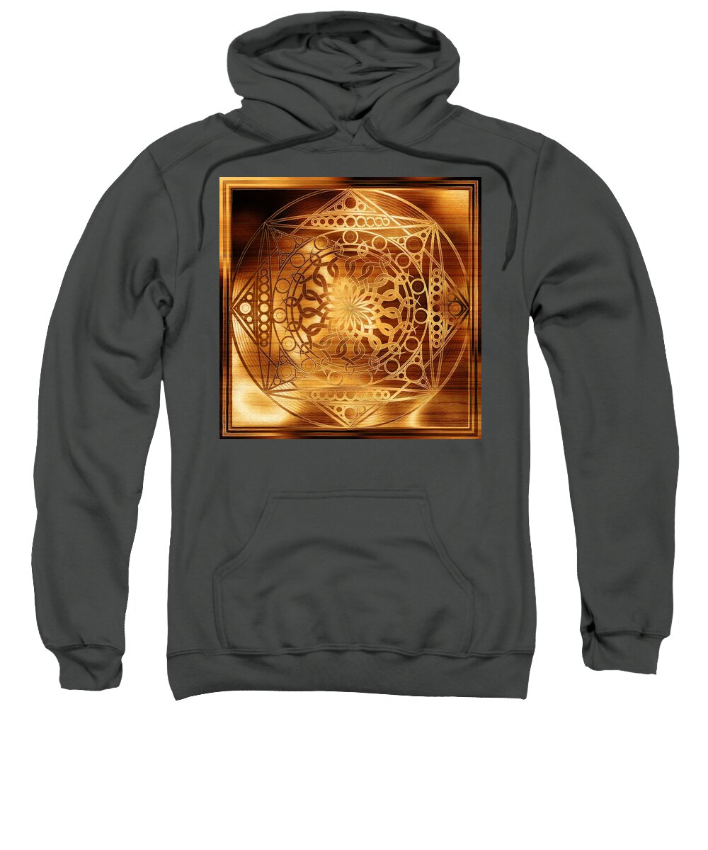 Mandala Sweatshirt featuring the digital art Eternity Mandala Golden Zebrawood by Hakon Soreide