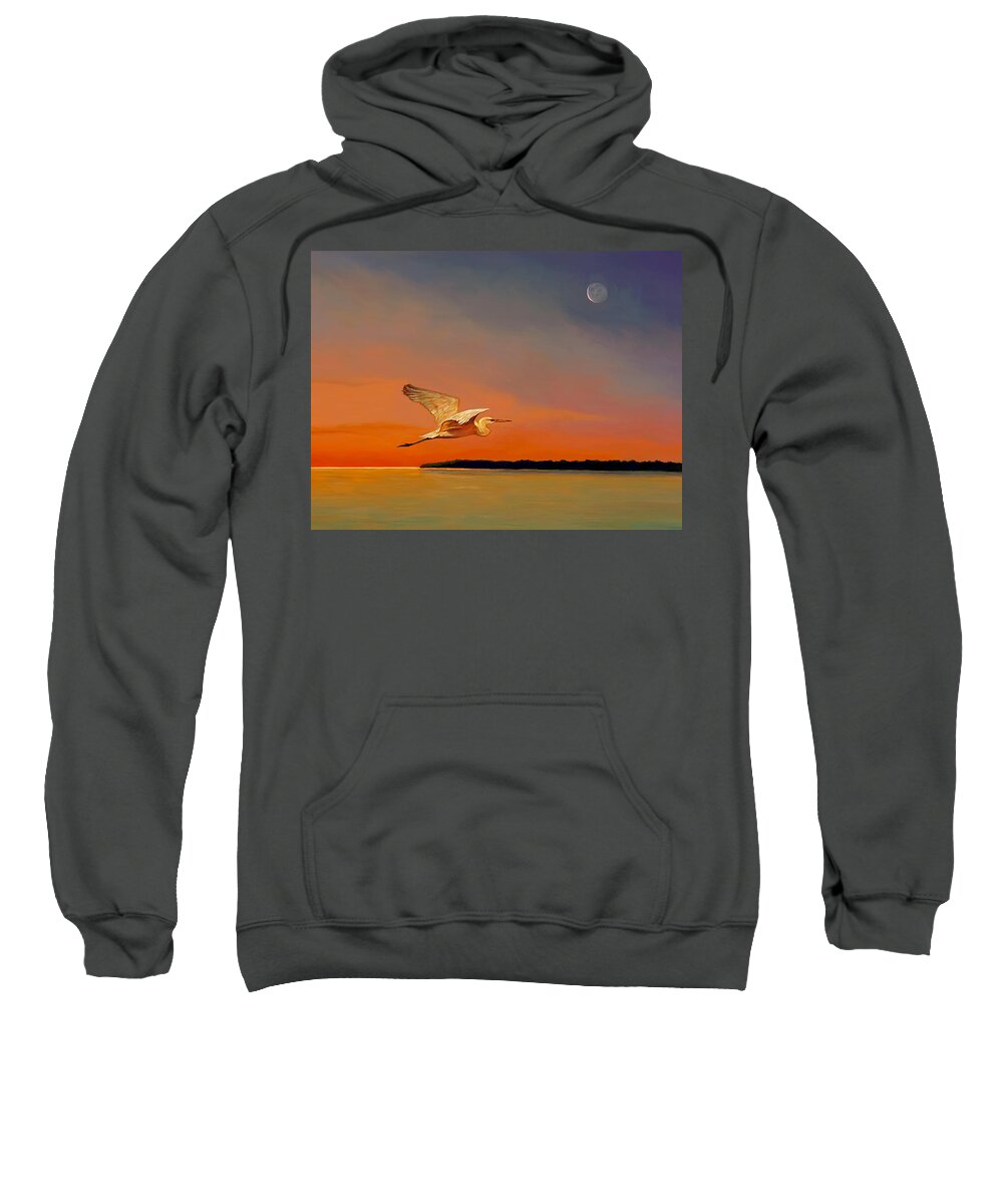 Shore Bird Sweatshirt featuring the painting Evening Flight by David Van Hulst