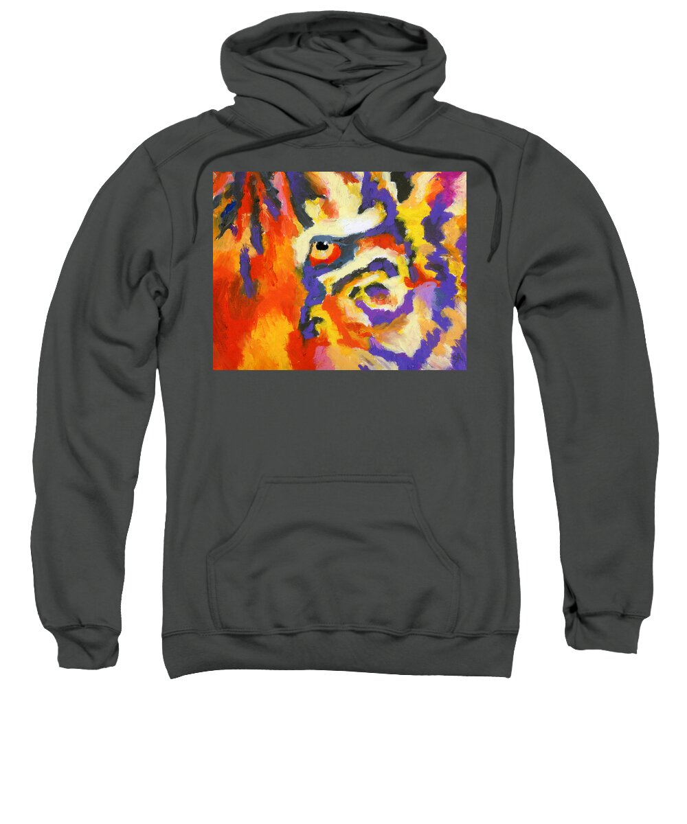 Tiger Sweatshirt featuring the painting Eye of the Tiger by Stephen Anderson