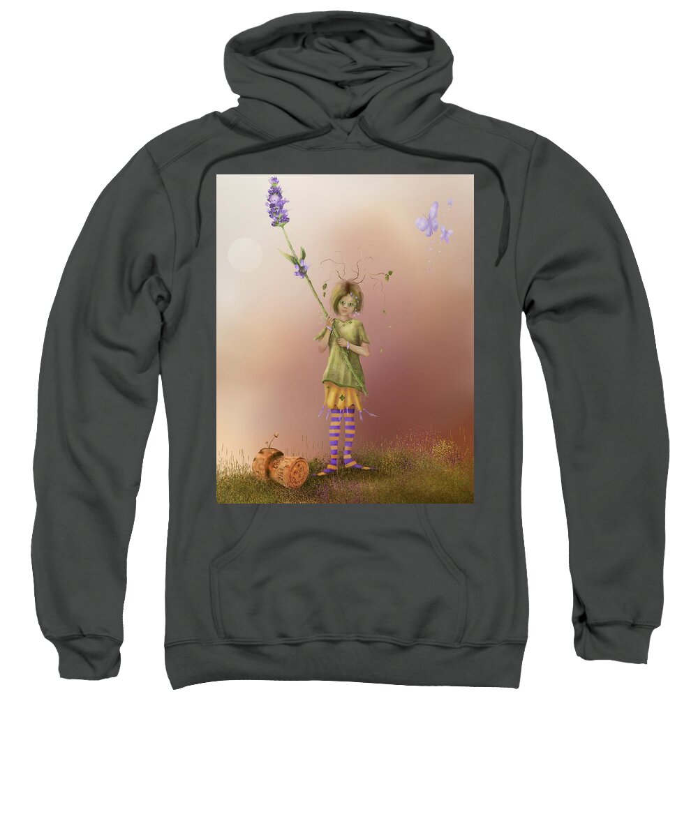 Fairy Magic Sweatshirt featuring the painting Fairy Mia Lavender by Joe Gilronan