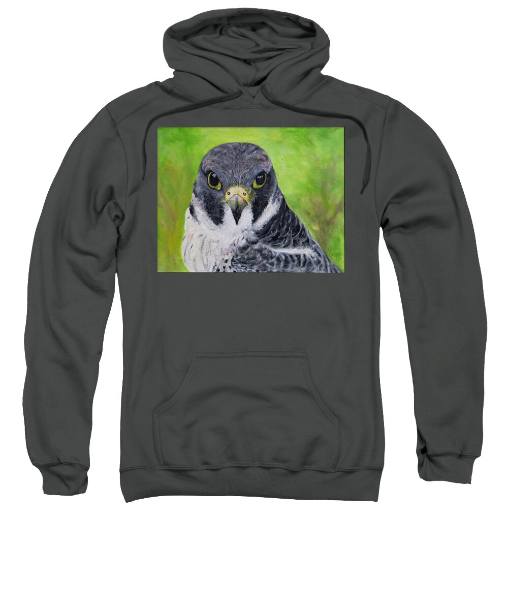 Bird Of Prey Sweatshirt featuring the painting Falcon by Kathy Knopp