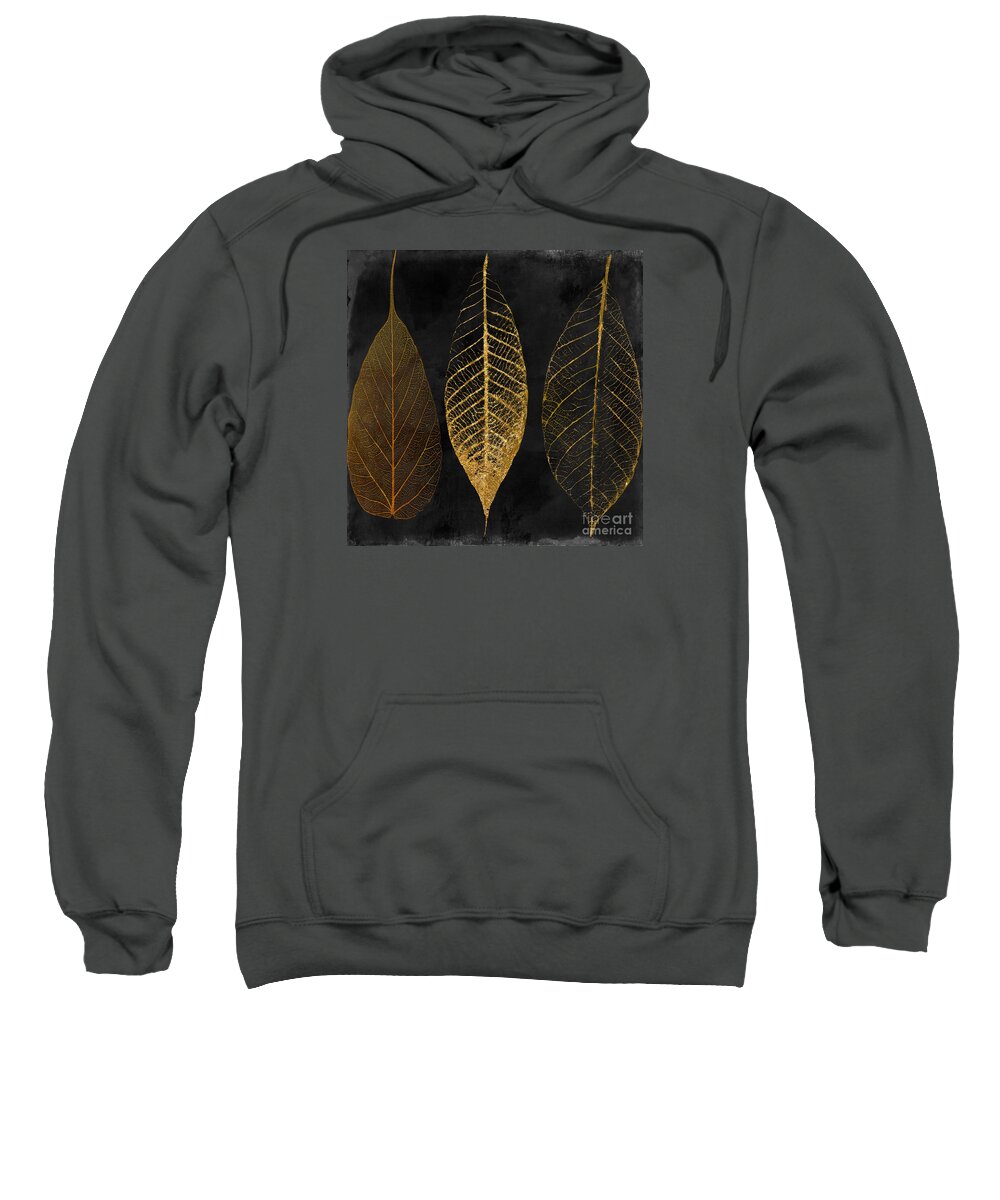 Leaf Sweatshirt featuring the painting Fallen Gold II Autumn Leaves by Mindy Sommers