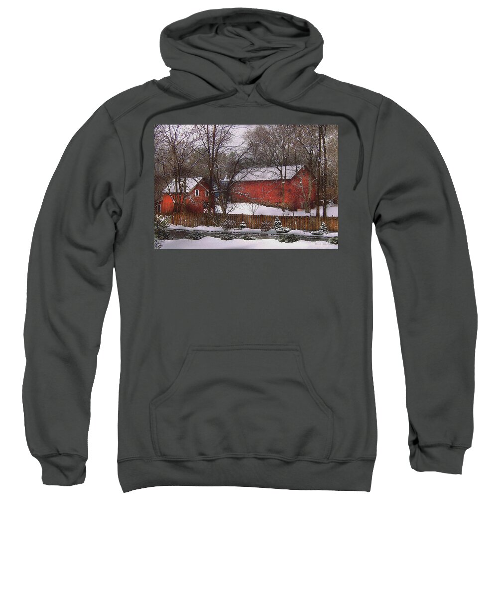 Savad Sweatshirt featuring the photograph Farm - Barn - Winter in the Country by Mike Savad
