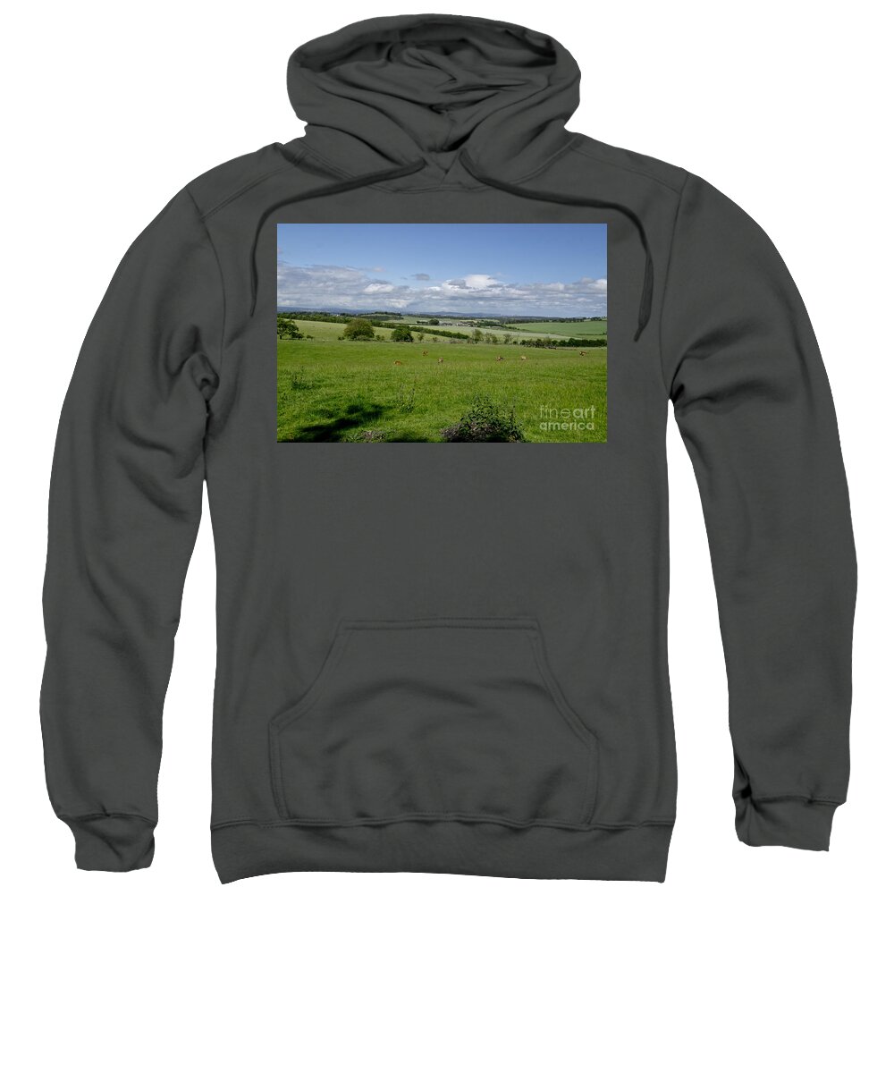 Beecraigs Sweatshirt featuring the photograph Farmland in Beecraigs. by Elena Perelman