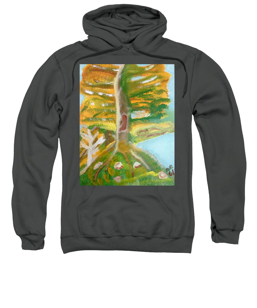 Painting Sweatshirt featuring the painting Feather-leaf Tree by Andrew Blitman