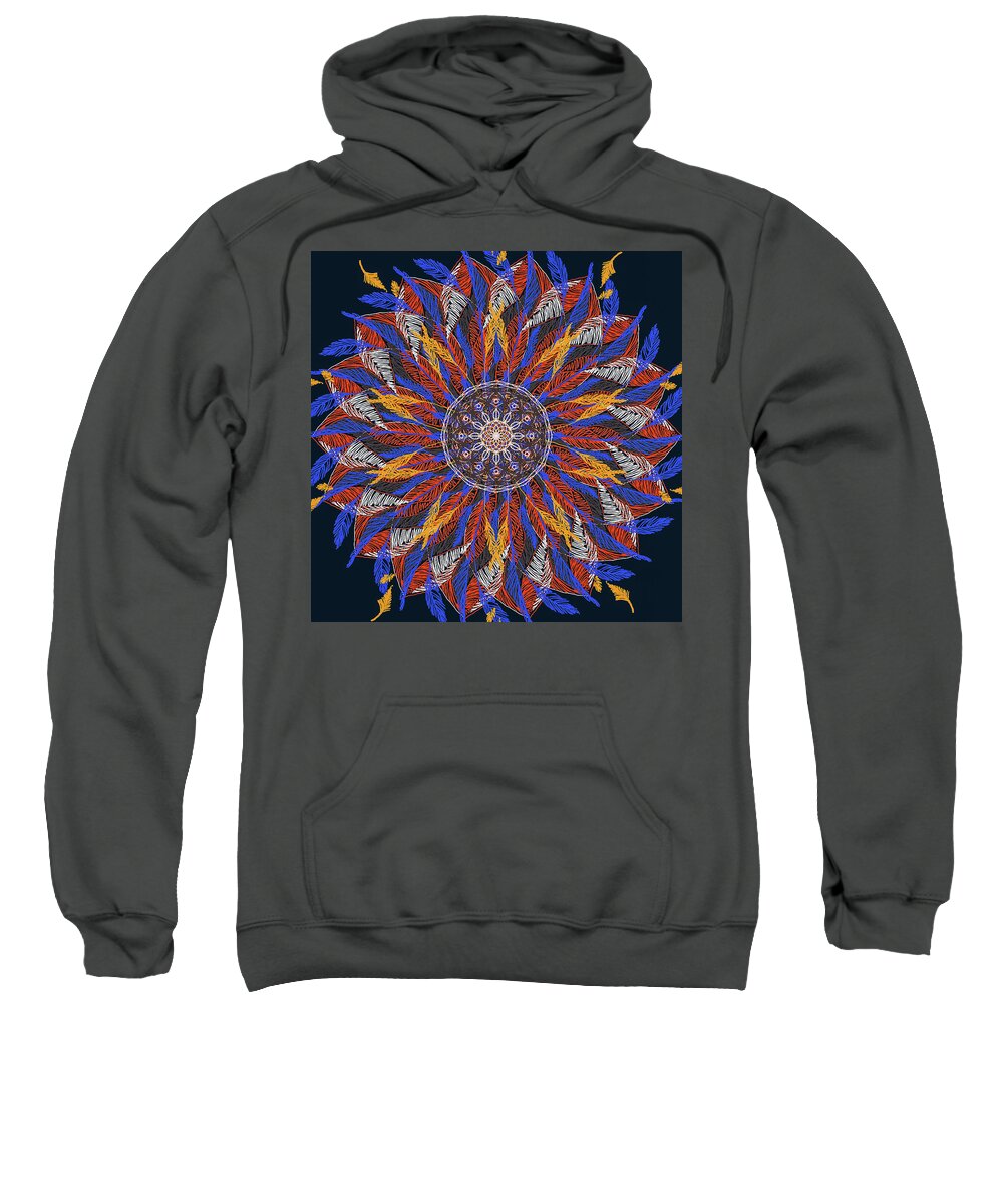 Art Sweatshirt featuring the digital art Feather Mandala IV by Ronda Broatch