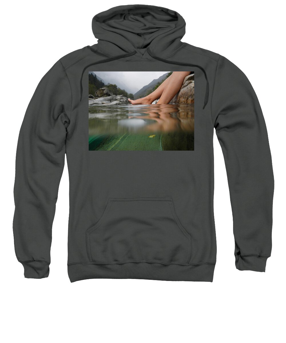 Feet Sweatshirt featuring the photograph Feet on the water by Mats Silvan