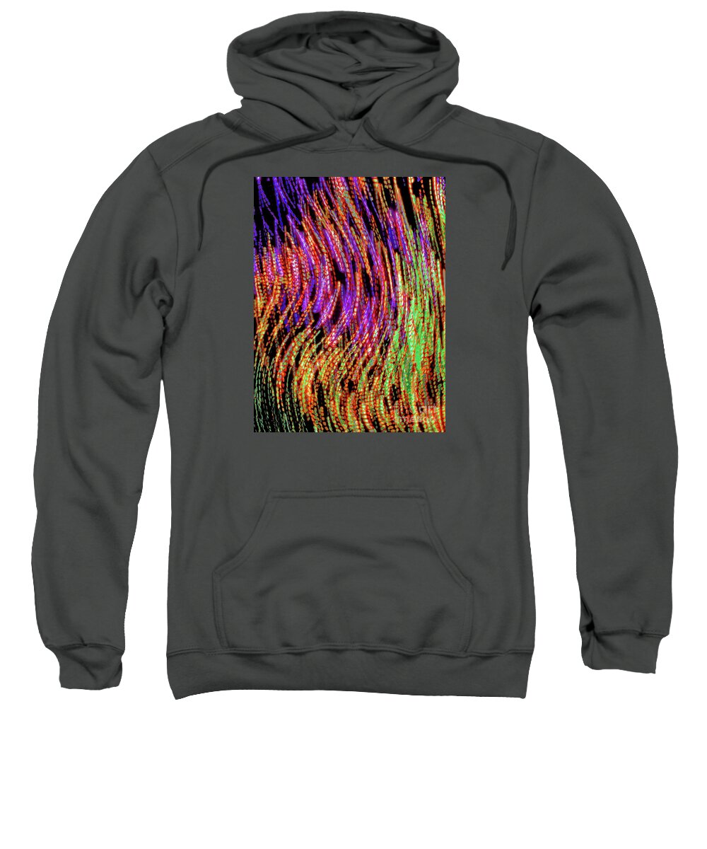 Waving Multi Colored Lines Accented By A Black Background .feels Like Beads At Mardi Gras To Me . Sweatshirt featuring the photograph Fillaments by Priscilla Batzell Expressionist Art Studio Gallery