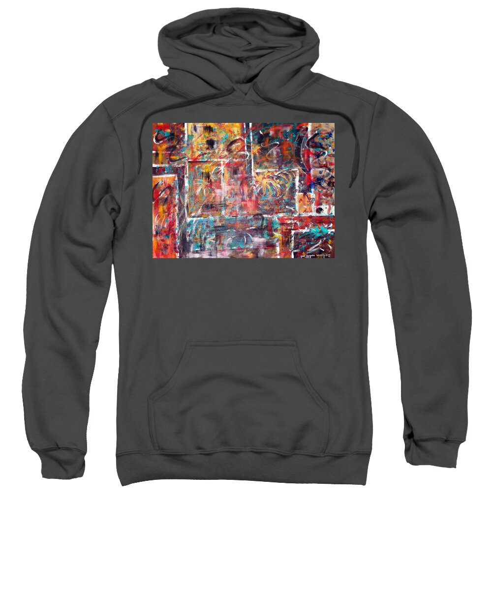 Acrylic Panting Sweatshirt featuring the painting Fire Works by Yael VanGruber