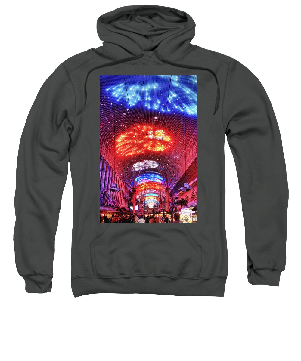 Fireworks Sweatshirt featuring the photograph Fireworks display in Las Vegas by Tatiana Travelways