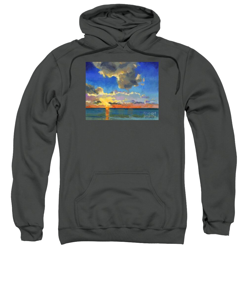 Clouds Sweatshirt featuring the painting First Light by Nancy Parsons