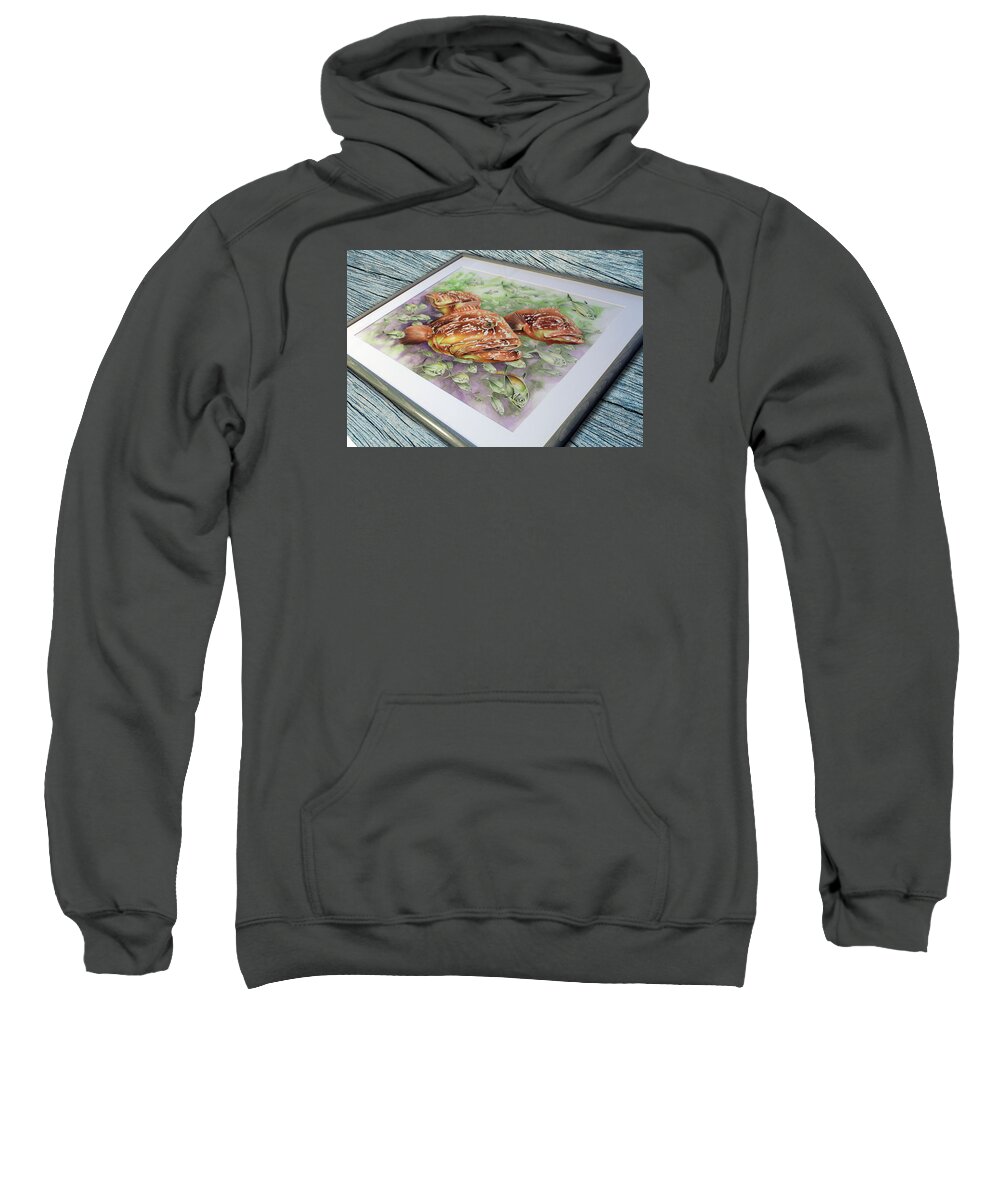 Dusky Grouper Sweatshirt featuring the painting Fish Bowl 2 by William Love