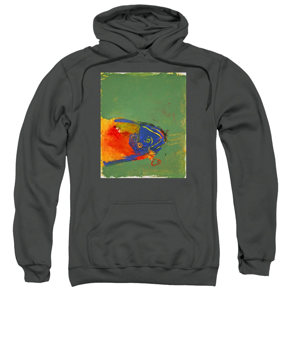 Abstract Paintings Sweatshirt featuring the painting Fish Pondering The Anomaly Of Mans Anamnesis by Cliff Spohn