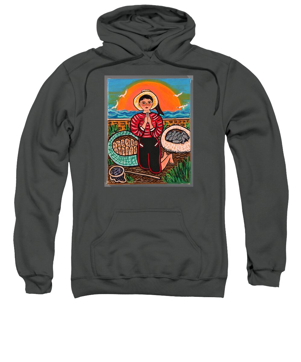 Boy Sweatshirt featuring the painting Fishes and Loaves by Susie Grossman
