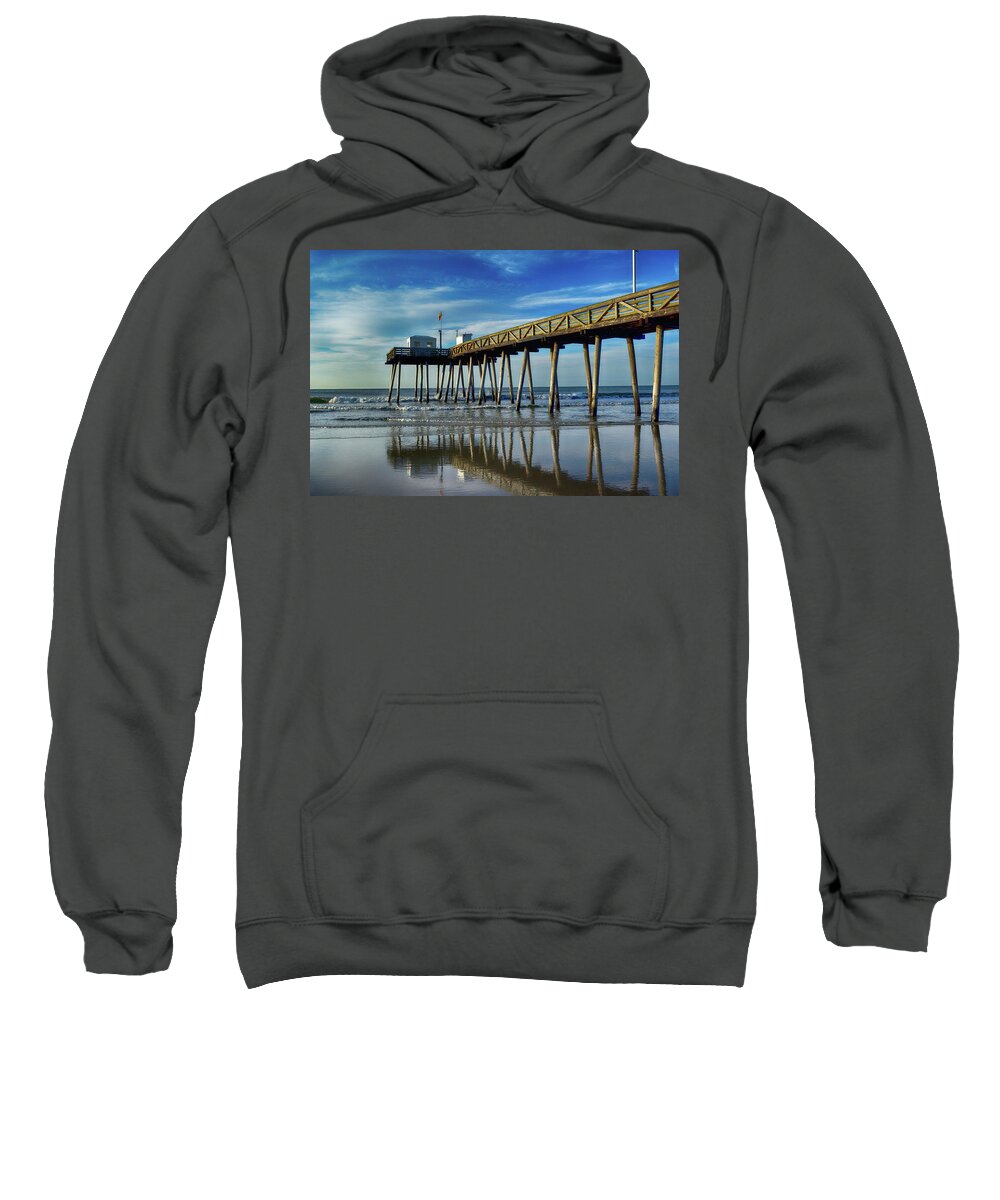 Fishing Pier Sweatshirt featuring the photograph Fishing Pier In Ocean City, NJ by James DeFazio