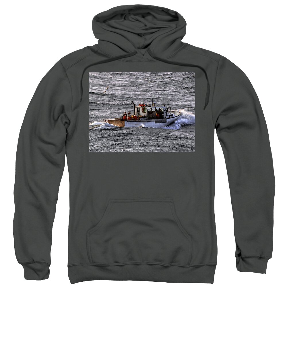 Fishing The Waters Of Down East Maine Sweatshirt featuring the photograph Fishing the Waters of Down East Maine by Marty Saccone