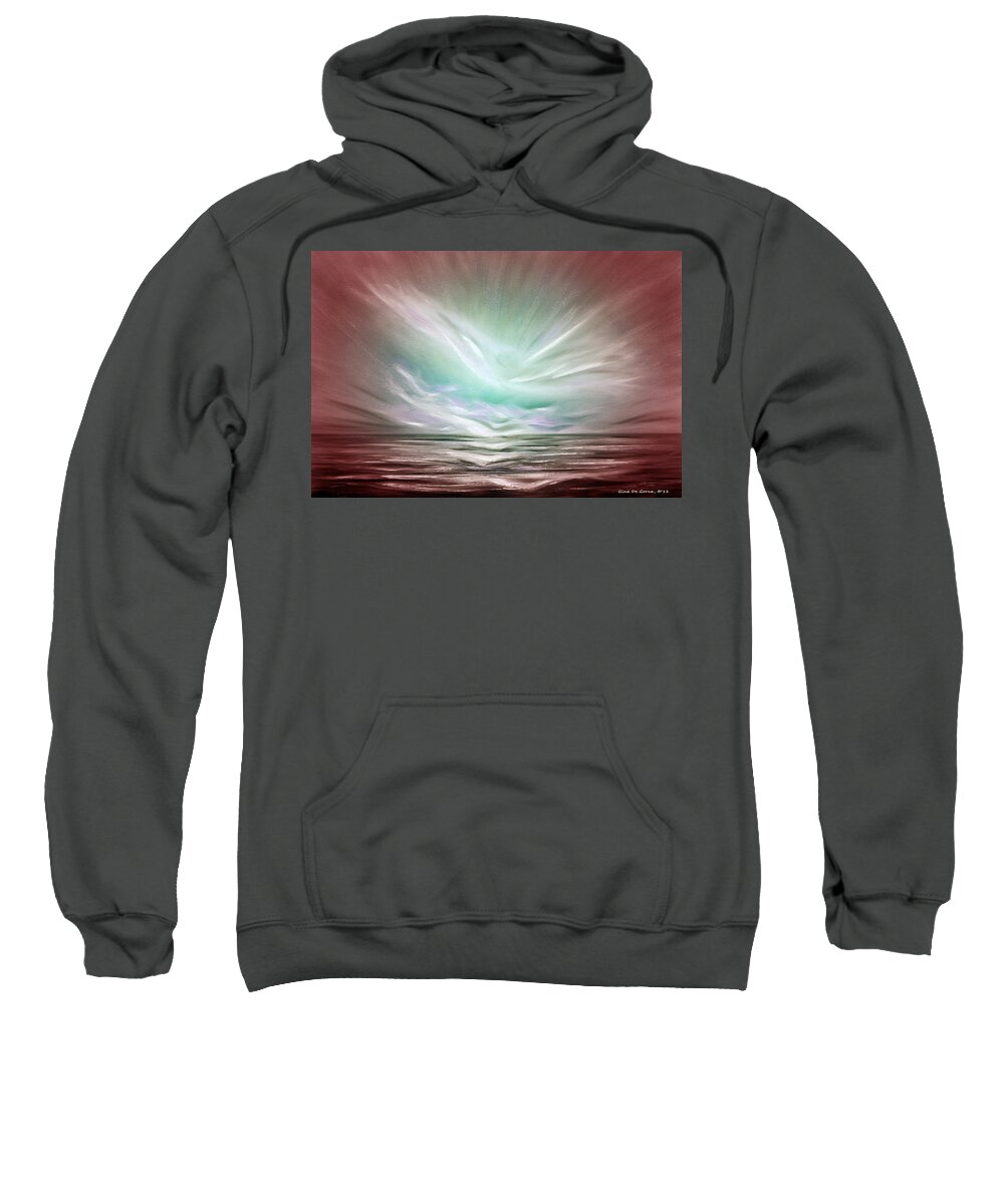 Sunset Sweatshirt featuring the painting Flight at Sunset - Abstract Sunset by Gina De Gorna