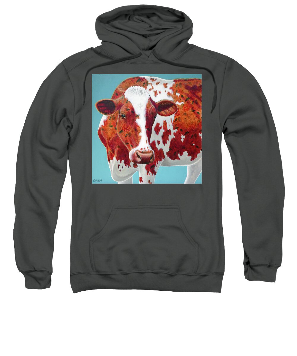 Ayrshire Cow Sweatshirt featuring the painting Flora the Ayrshire by Ande Hall