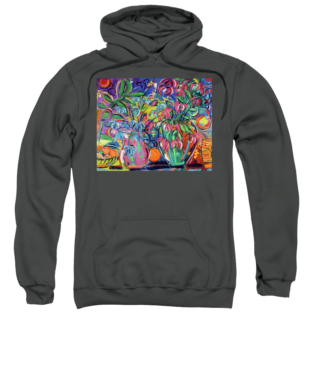 Art Sweatshirt featuring the painting Floral Fireworks by Seeables Visual Arts