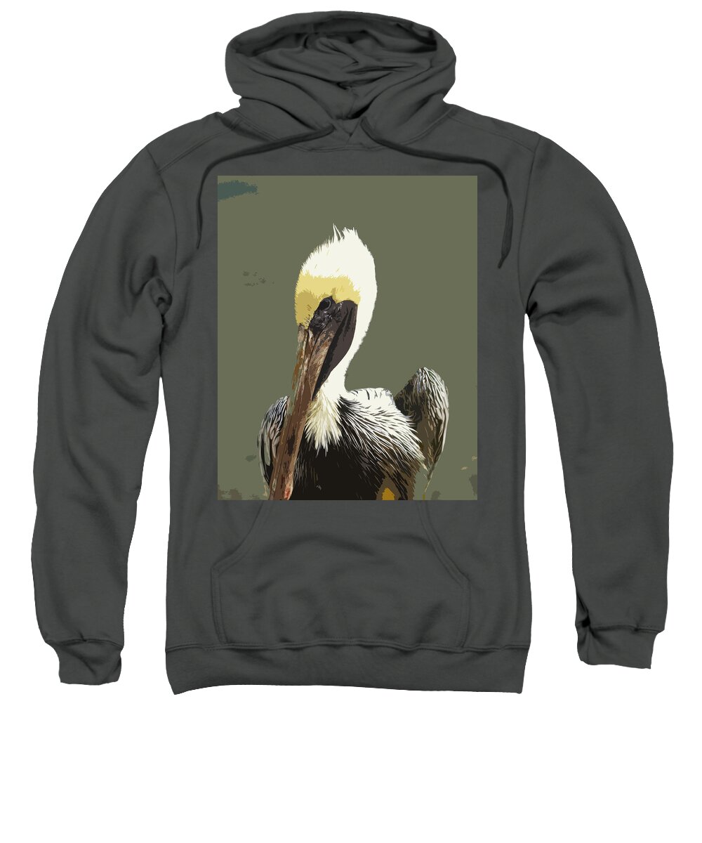 Pelican Sweatshirt featuring the painting Florida Brown Pelican by Allan Hughes