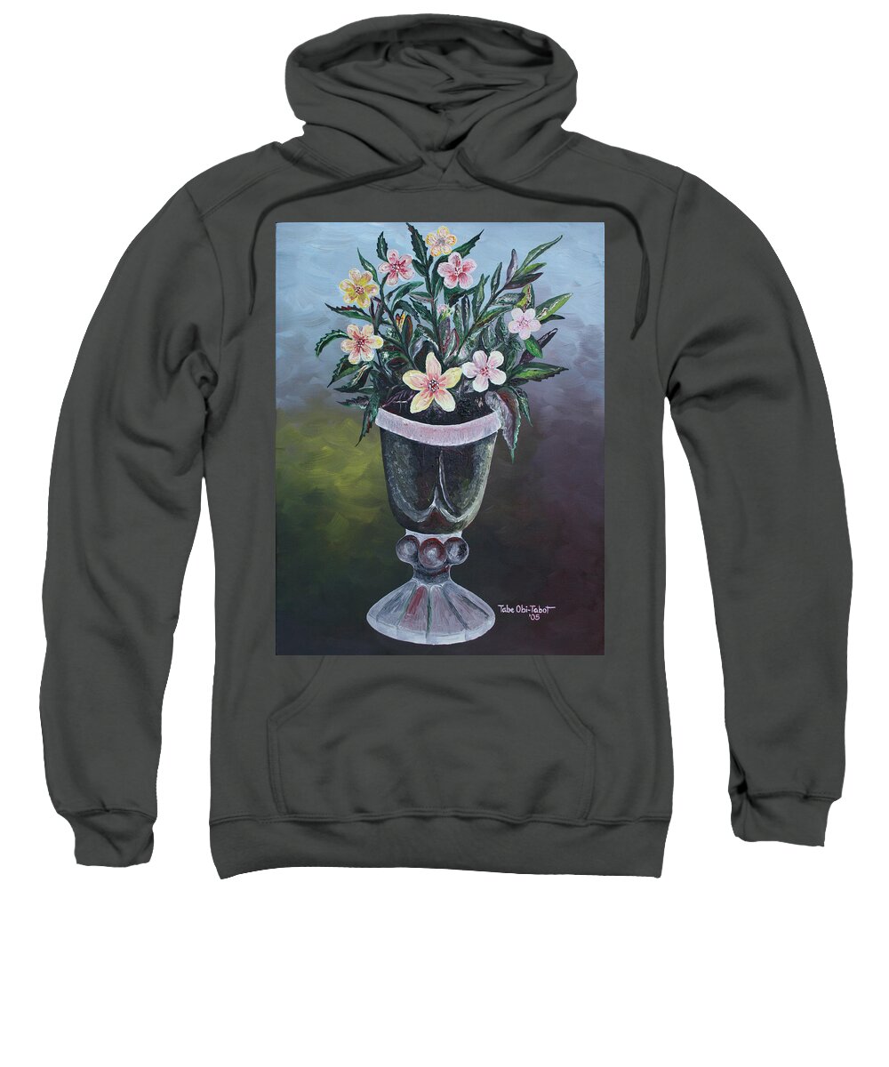 Flower Vase 2 Sweatshirt featuring the painting Flower Vase 2 by Obi-Tabot Tabe