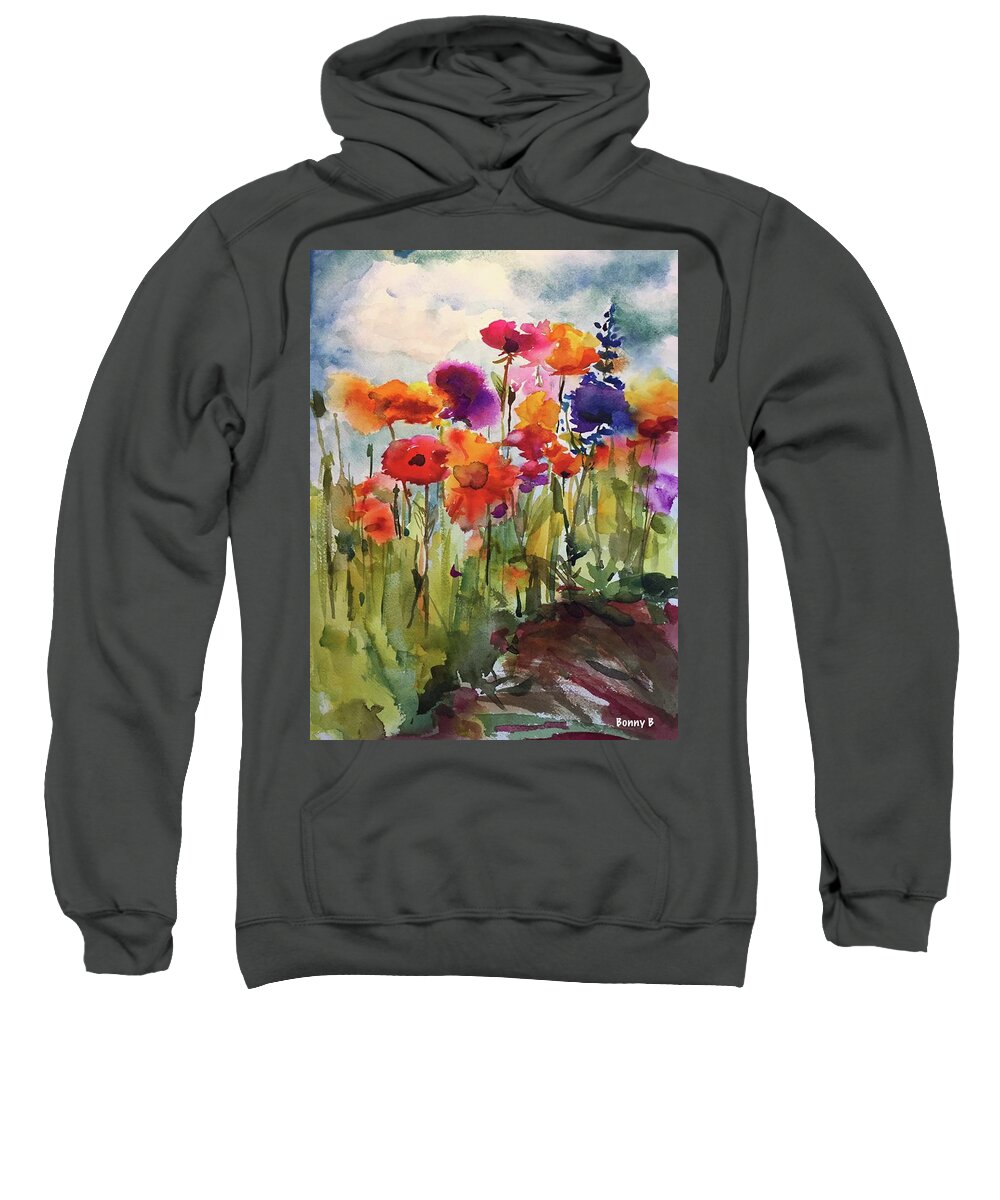 Wildflowers Sweatshirt featuring the painting Wildflower Trail by Bonny Butler